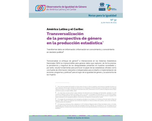 CEPAL: América Latina y el Caribe: Transversalización de la perspectiva de género en la producción estadística (Marzo 2023)