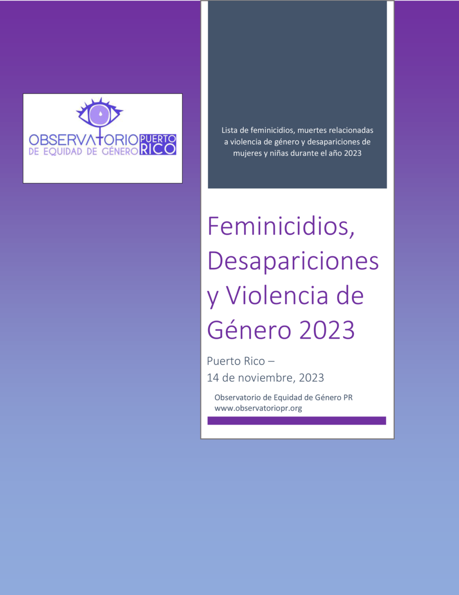 2023 - Trimestre IV - Feminicidios, Desapariciones y Violencia de Género 2023 - 14 de noviembre de 2023