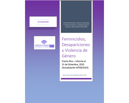 2020 (actualizado 02/2023) – Feminicidios por categoría y mujeres desaparecidas